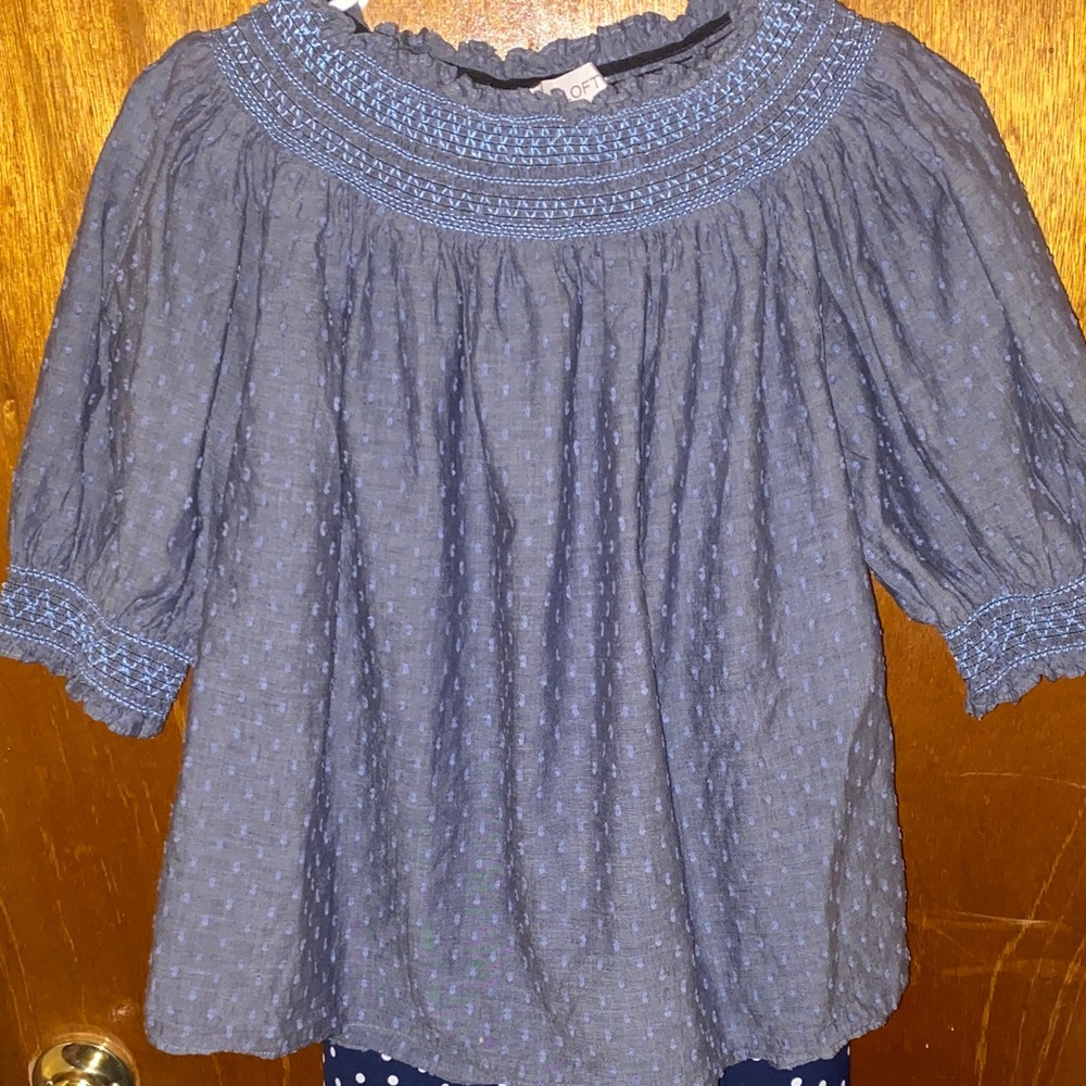 LOFT Blue Textured Blouse